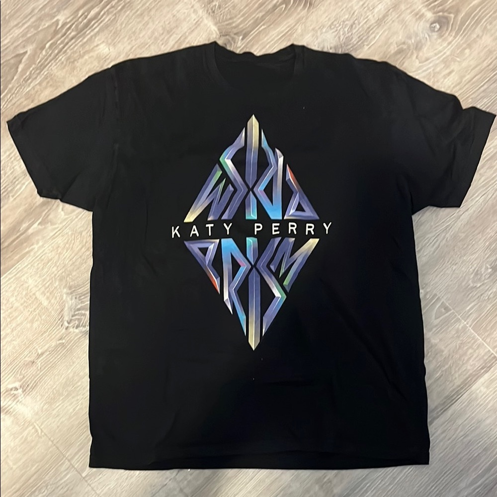 Katy Perry Collections Black Tee With Colorful Prism Design